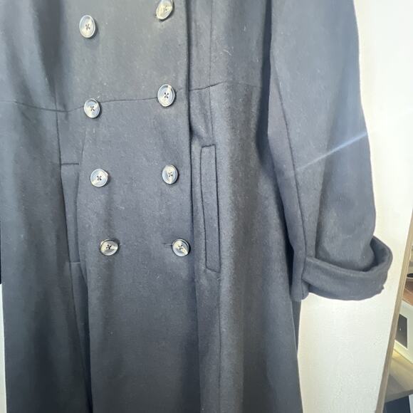 TORRID 3X 22 24 plus FIT FLARE MILITARY FIT COAT WOOL heavy Black Midi $129 NWT - Picture 8 of 16